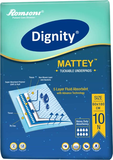 Dignity Mattey Disposable Tuckable Underpads, 60 X 180 cm, 10 Pcs/Pack ...