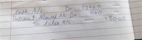 Sold goods for cash of the list price of Rs. 20000 at 10% trade ...