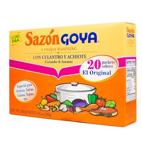 Goya Sazon con Culantro & Achiote - Coriander & Annatto Seasoning 100g ...