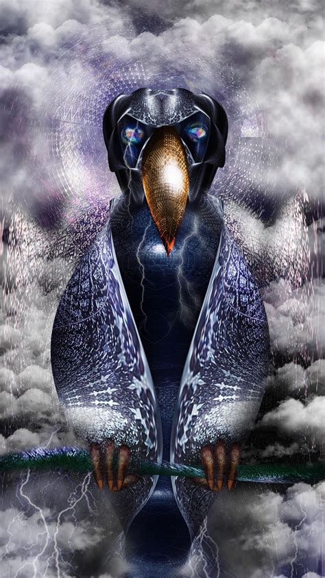 Download wallpaper 800x1420 raven, surrealism, art, clouds iphone se/5s ...