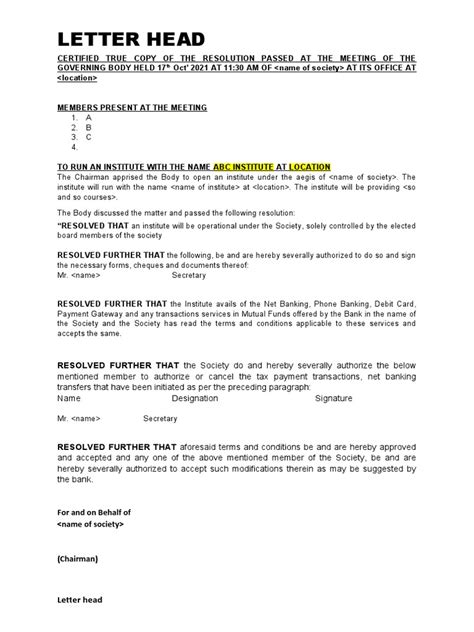 Image result for Format for Writing a Resolution