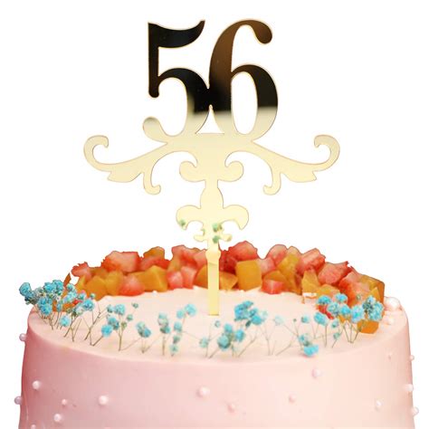 Buy Acrylic Cake Topper, Mirror Gold Number 56 Cake Topper, Ideal for ...