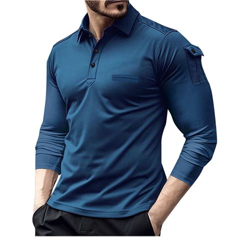 fatyb Mens Casual Golf Shirts Long Sleeve Collar T-Shirts for Men ...