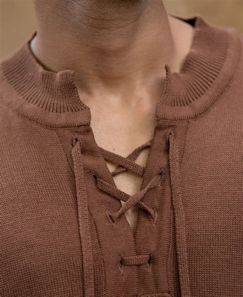 Dark Tan Knitted Henley T-Shirt – Powerlook