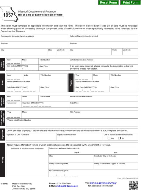 Free Missouri Bill of Sale - PDF | 536KB | 1 Page(s)