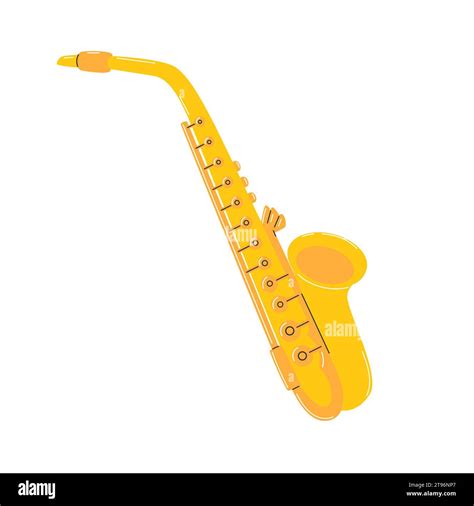 Yellow saxophone. Wind Musical instrument. Simple hand drawn clipart ...