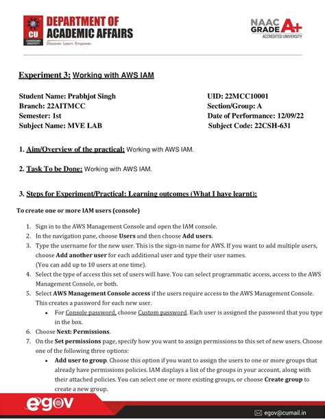 Ilovepdf merged - java - Experiment 3: Working with AWS IAM Student ...