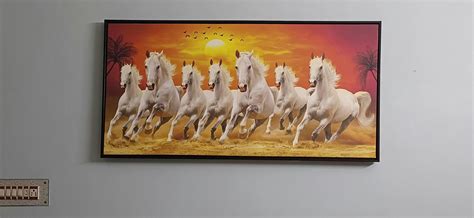 Seven Horses Running at Sunrise Premium Canvas Wall Painting