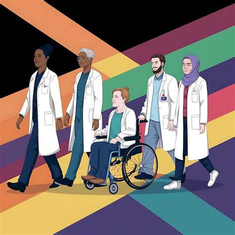A group of men in lab coats are walking in a line with other men ...