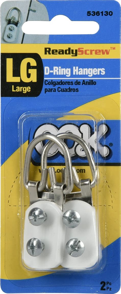 OOK 536130 Ready Screw Large Zinc D-Ring Hangers, Steel (2 Pack ...
