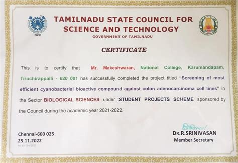Department of Biotechnology & Microbiology | National College, Trichy