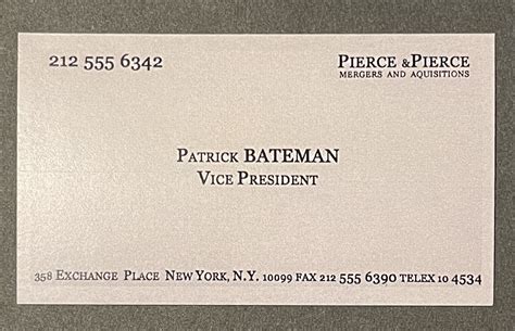 Patrick Bateman American Psycho Prop Business Card | eBay