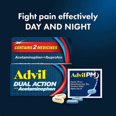 Advil Dual Action 8 Hour Pain Relief 144 Ct Caplets with Advil PM ...