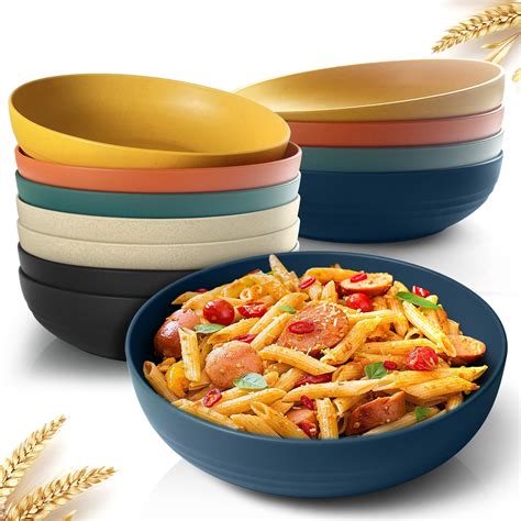 Amazon.com | Teivio 8.4" Large Plastic Pasta Bowls Salad Bowls Reusable ...