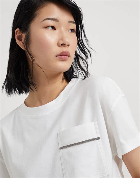 T-shirt with monili (242M0T81FL900C6159) for Woman | Brunello Cucinelli