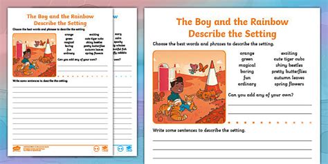 The Boy and the Rainbow Describe the Setting Worksheets