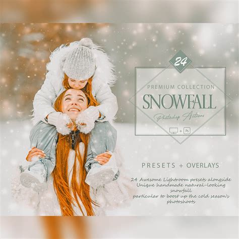 24 Snowfall Photoshop Actions, Winter ACR Preset, Snow Overlay Ps ...