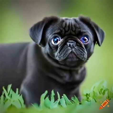 Charming black pug puppy with expressive eyes on Craiyon