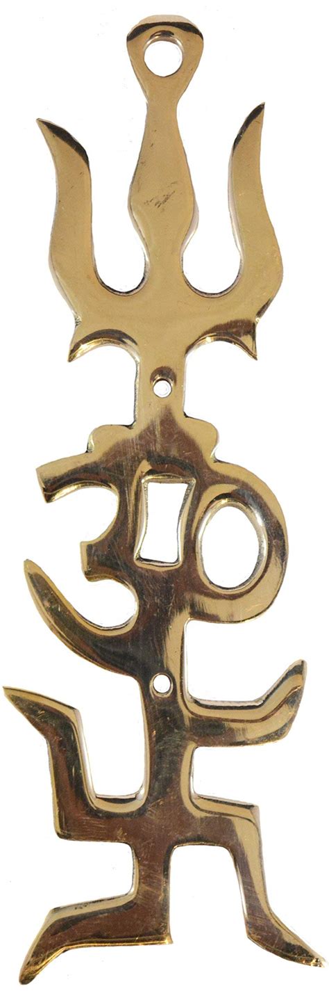 Trishakti Trishul Om Swastik Hindu Religious Brass Idol Murti Vastu ...