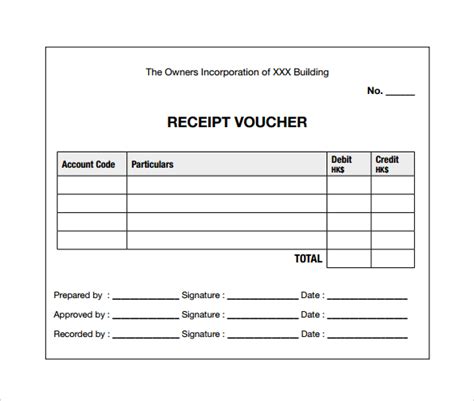 Image result for Receipt Voucher Example