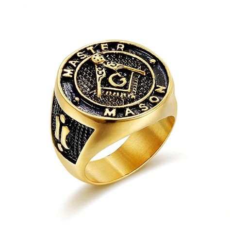 Buy MayiaHeyMasonic Master Mason Ring, Freemason Biker Ring for Men ...