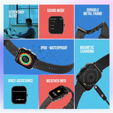 pTron Pulsefit P61+ 4.6 cm Full Touch Display Bluetooth Calling Fitnes ...