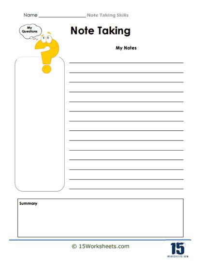 Note Taking Worksheets 的图像结果