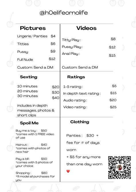 Onlyfans Tip Menu, Editable Template, Digital Download - Etsy