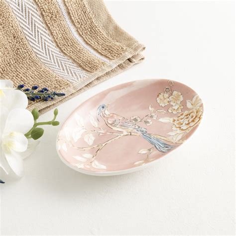 Buy Moksha Printed Oval Single Pc. Soap Dish - 12.8 cm x 8.4 cm x 2.5 ...