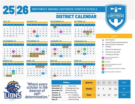 District School Calendar | Northwest Indiana Lighthouse Charter Schools