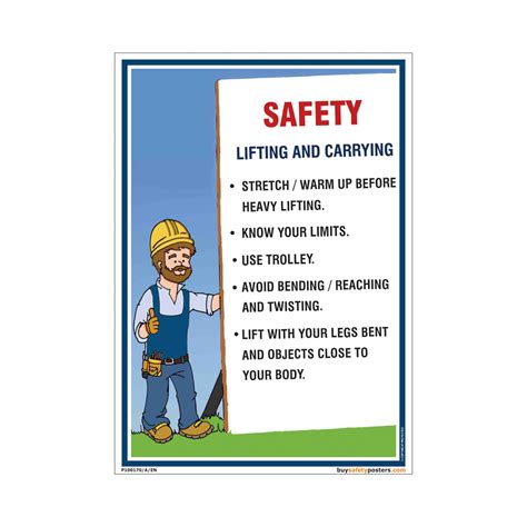 Buysafetyposters Com Lifting And Carrying Safety Poster In English Pvc ...