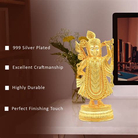 Diviniti 24K Gold Plated Shrinathji Idol for Home Decor Showpiece (25X ...