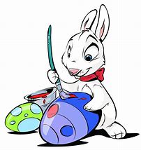 Image result for Cartoon of Easter Bunny Painting Eggs