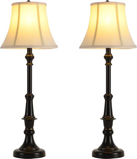 2 Pack Vintage Style Buffet Table Lamp, Traditional Bedside Lamps, Tall ...