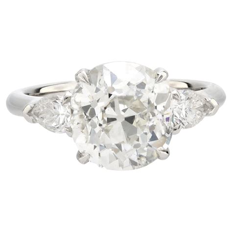 GIA 4.03 carat old mine cut diamond platinum engagement ring For Sale ...