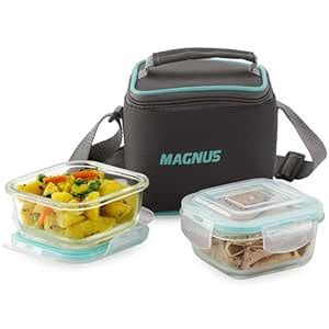 Buy Magnus Vivid Glass Lunch Box with Vertical Pouch and Fixed Clip ...