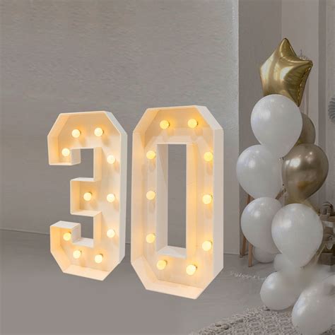 3FT Light Up Numbers for 30th Birthday Anniversary Party Decorations ...