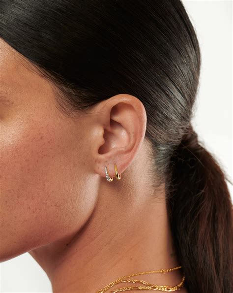 Claw Pave Huggies Earring Set | 18ct Gold Plated Vermeil/Pavé Earrings ...