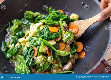 People Cooking Healthy Vegetarian Chinese Food Capcay Stock Photo ...