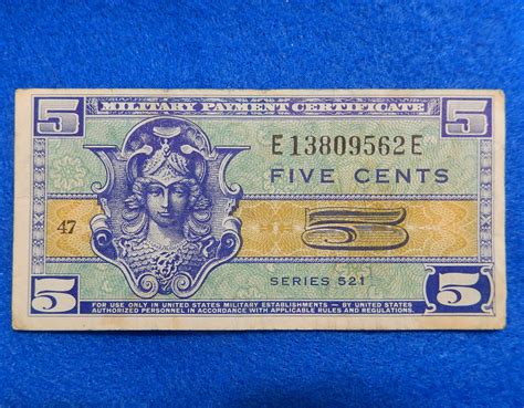 Series 521 Military Payment Certificate, Five Cents, 1952, Korean War ...