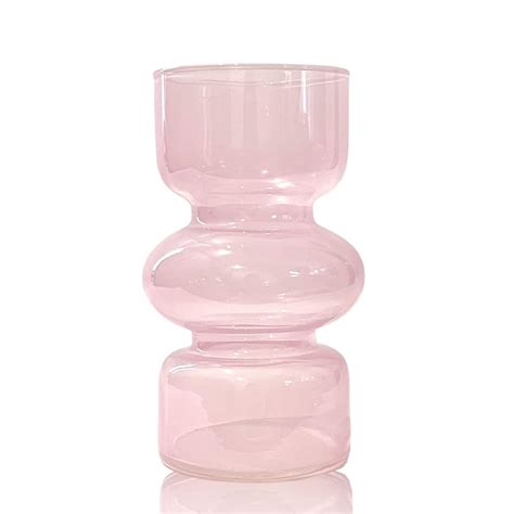 Buy BLOFLO Pink Transparent Glass Hydroponic Vase, 7Inches Colored ...