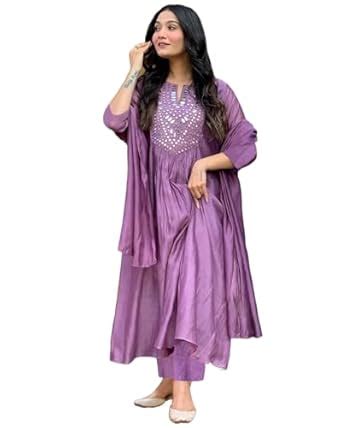 Buy ANNI DESIGNER Women's Rayon Viscose Embroidered A-Line Kurta with ...