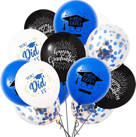 Buy Graduation Balloons Blue 2023 40pcs 12 Inch Royal Blue White Black ...