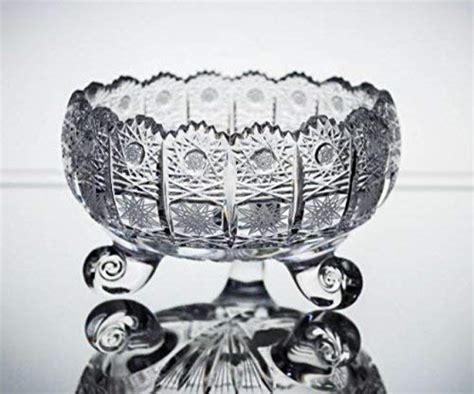 Czech Crystal Glass Bowl Vase 5 Dia Hand Cut Tripod | Desertcart INDIA