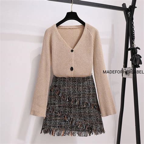 Venessa knitted Top With Tweed Skirt – Made For Her Label