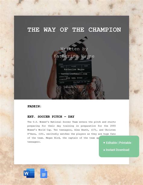 Editable Screenplay Templates in Google Docs to Download