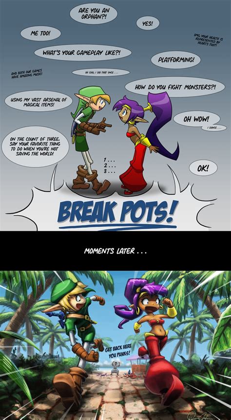 I drew a comic of Shantae and Link becoming friends! : r/Shantae