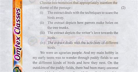 omtex.co.in : Choose two sentences that appropriately mention the theme ...