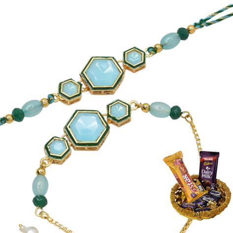 Meira Jewellery Celestial Kundan Sky Blue Hexa Design Bhaiya Bhabhi ...