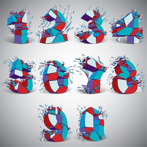 Zestaw 3d wektor kolorowych liczb szkieletowych podzielonych na różne ...